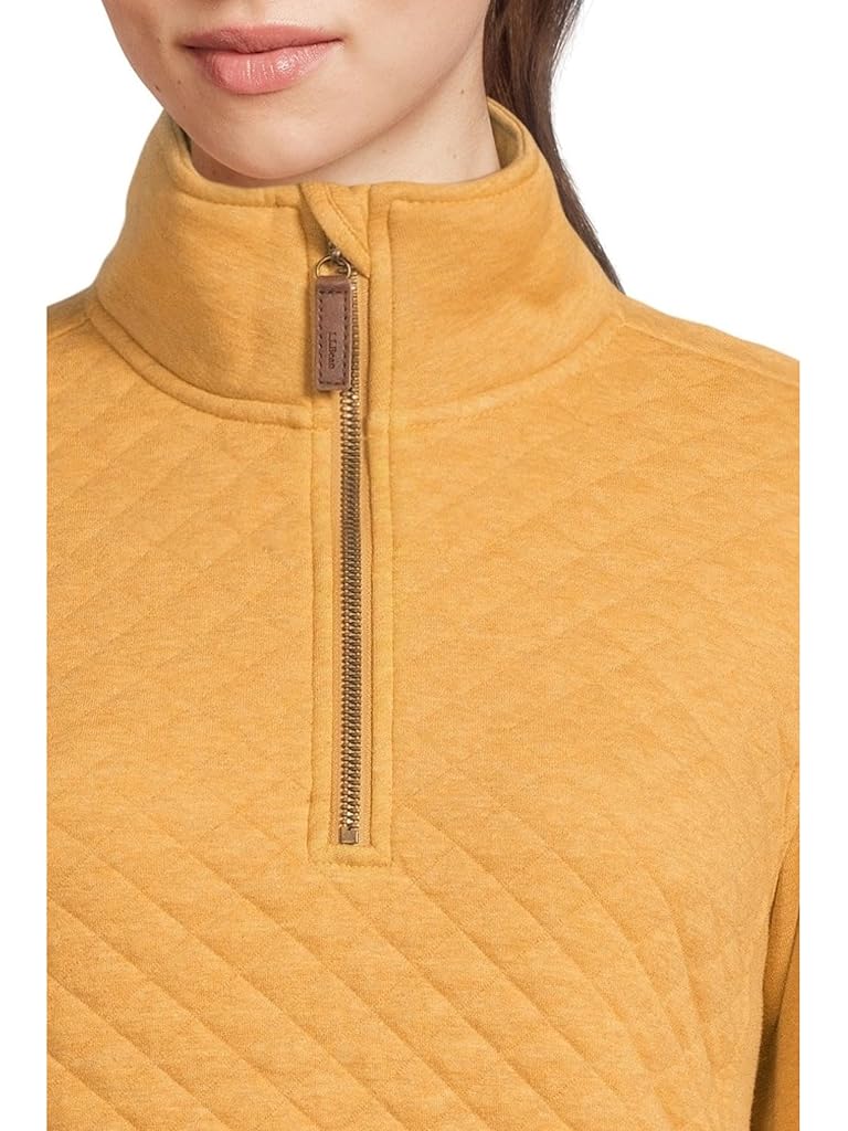 Yellow L.L.Bean Quilted Sweatshirt 1/4 Zip Pullover Long Sleeve