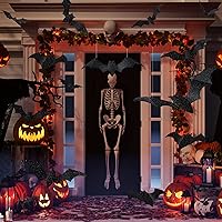 Vista 5 de DIYASY Decoración de pared de murciélagos grandes, murciélago colgante con purpurina 3D, decoración de Halloween, calcomanías de plástico