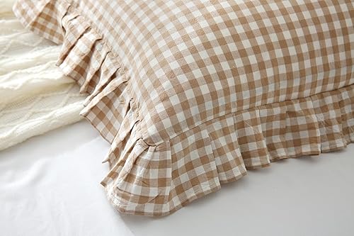 Vista 50 de Fundas de almohada cuadradas blancas con volantes, fundas de almohada europeas, 100% algodón, 18 x 18 pulgadas, 2 unidades Blanco 3