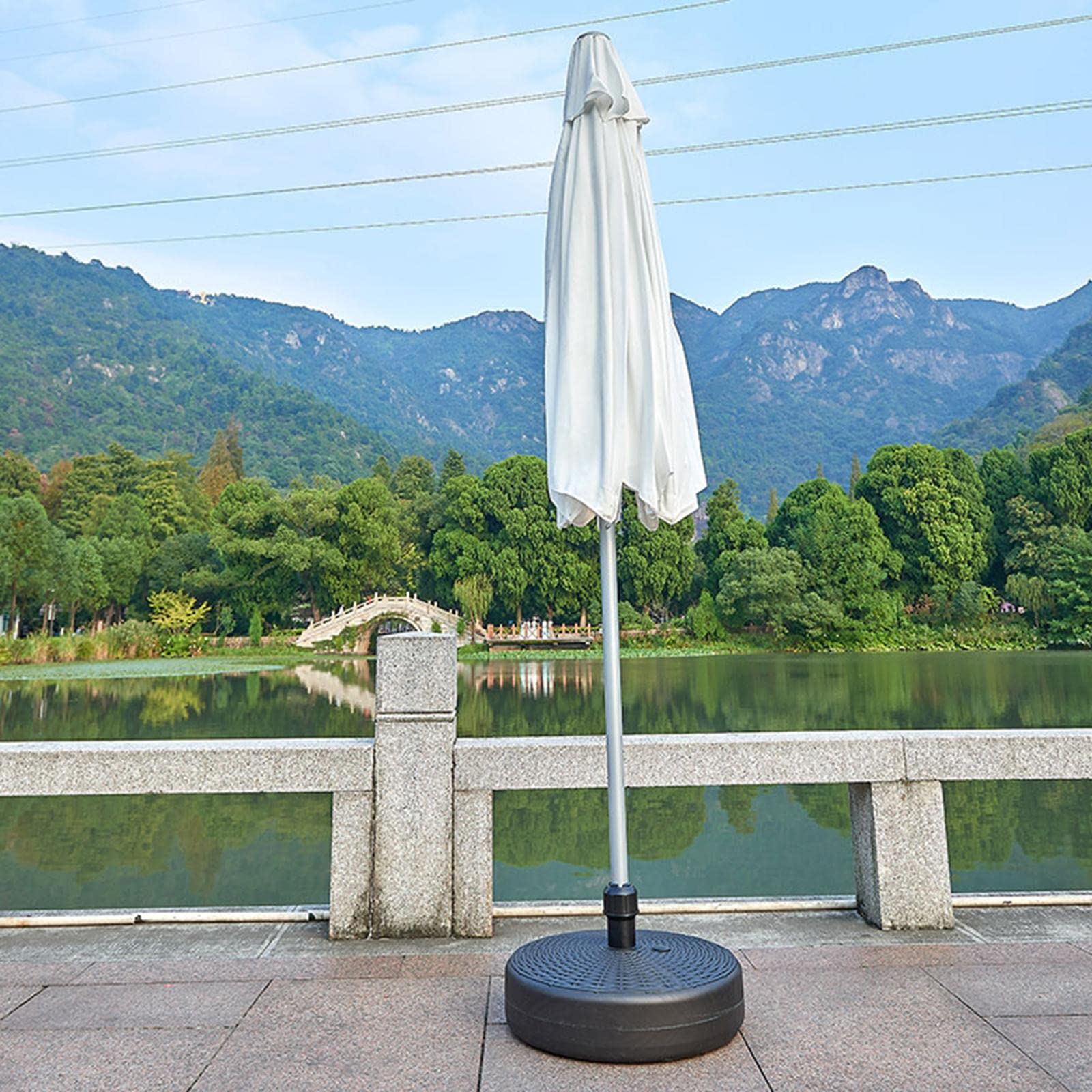 KRAAFTAR Patio Umbrella Base Garden Outdoor Parasol Plastic Stand Round 20 inches