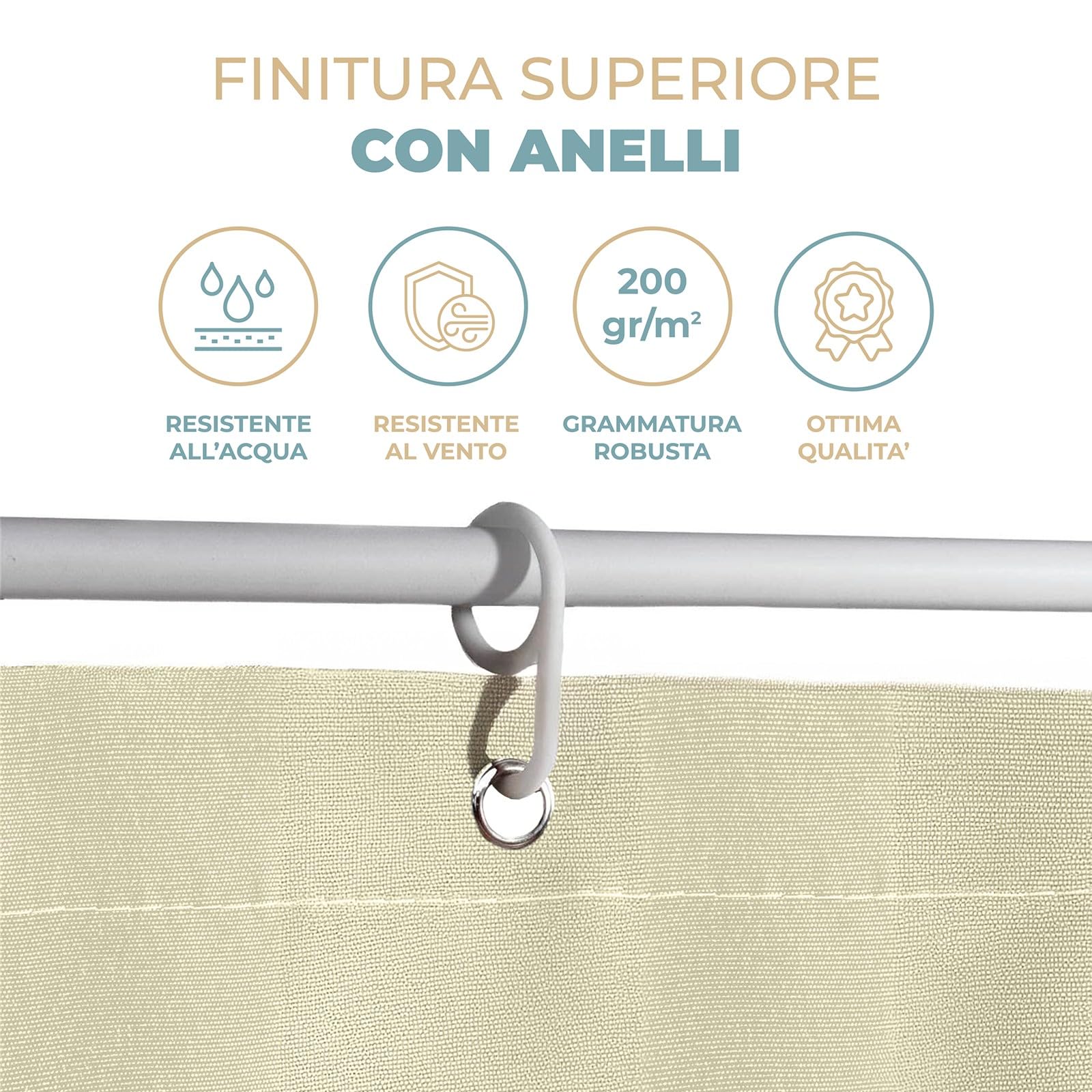 PARAMAISON Tenda Sole a Cascata Varadero, Parasole Ombreggiante con Anelli Idrorepellente | 200x300cm Grigio