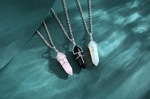 Miniatura 2 de XIANNVXI Healing Crystals Hexagonal Stones Necklaces Reiki Spiritual Natural Gemstone Quartz Point Wire Wrapped Jewelry for Women Men