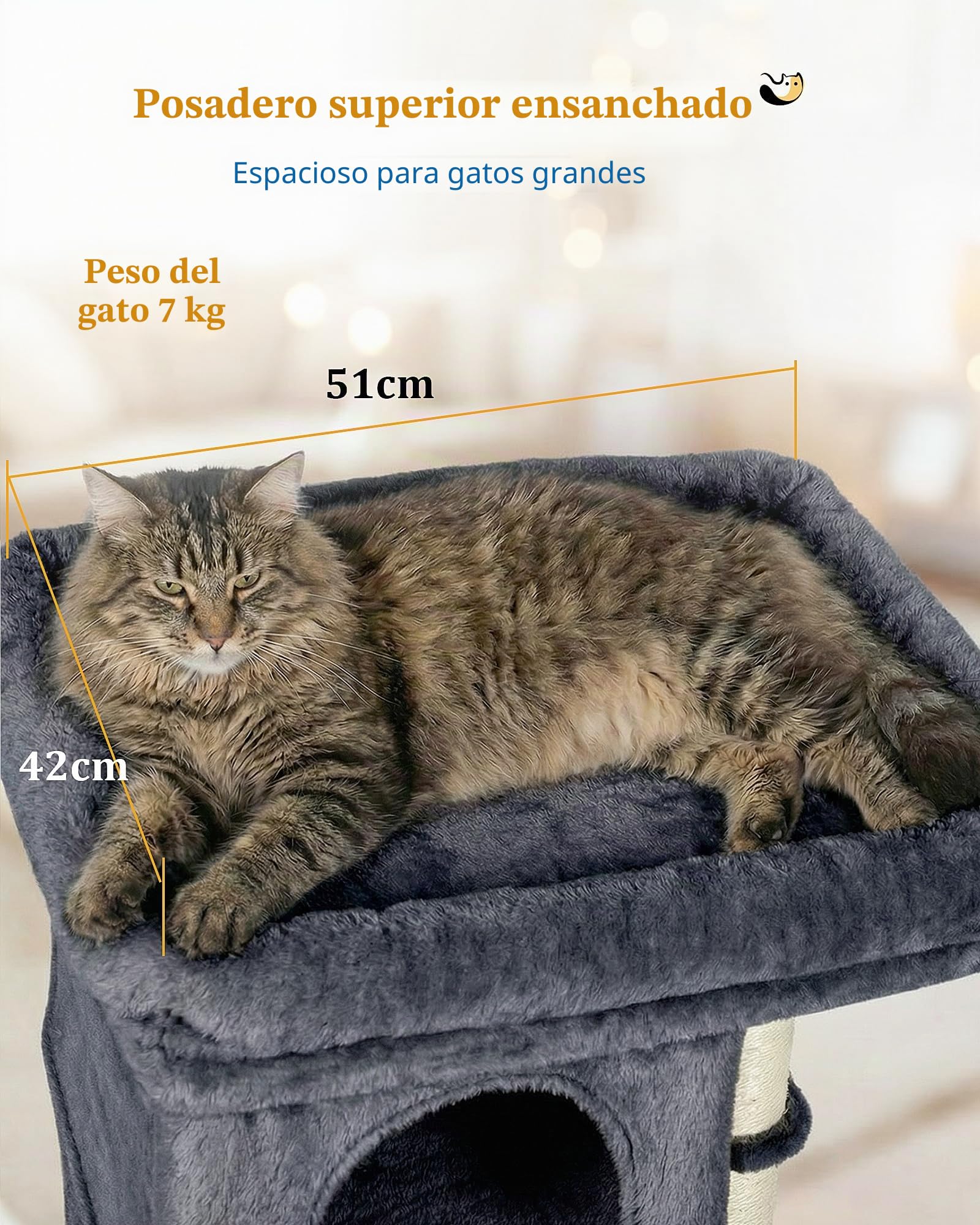 Aechonow Árbol para Gato Adulto Grande, Plataforma Grande, 61cm Escalador Torre, Sisal Poste de Rasguño, 2 Perreras de Interior de la Casa para Gatito Pequeño y Mediano, Gris Oscuro