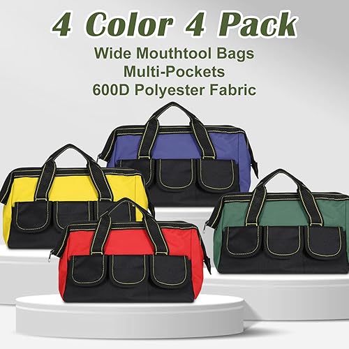 Miniatura 3 de 4 bolsas de herramientas para hombres y mujeres, bolsa de herramientas resistente con parte inferior dura impermeable, múltiples bolsillos,
