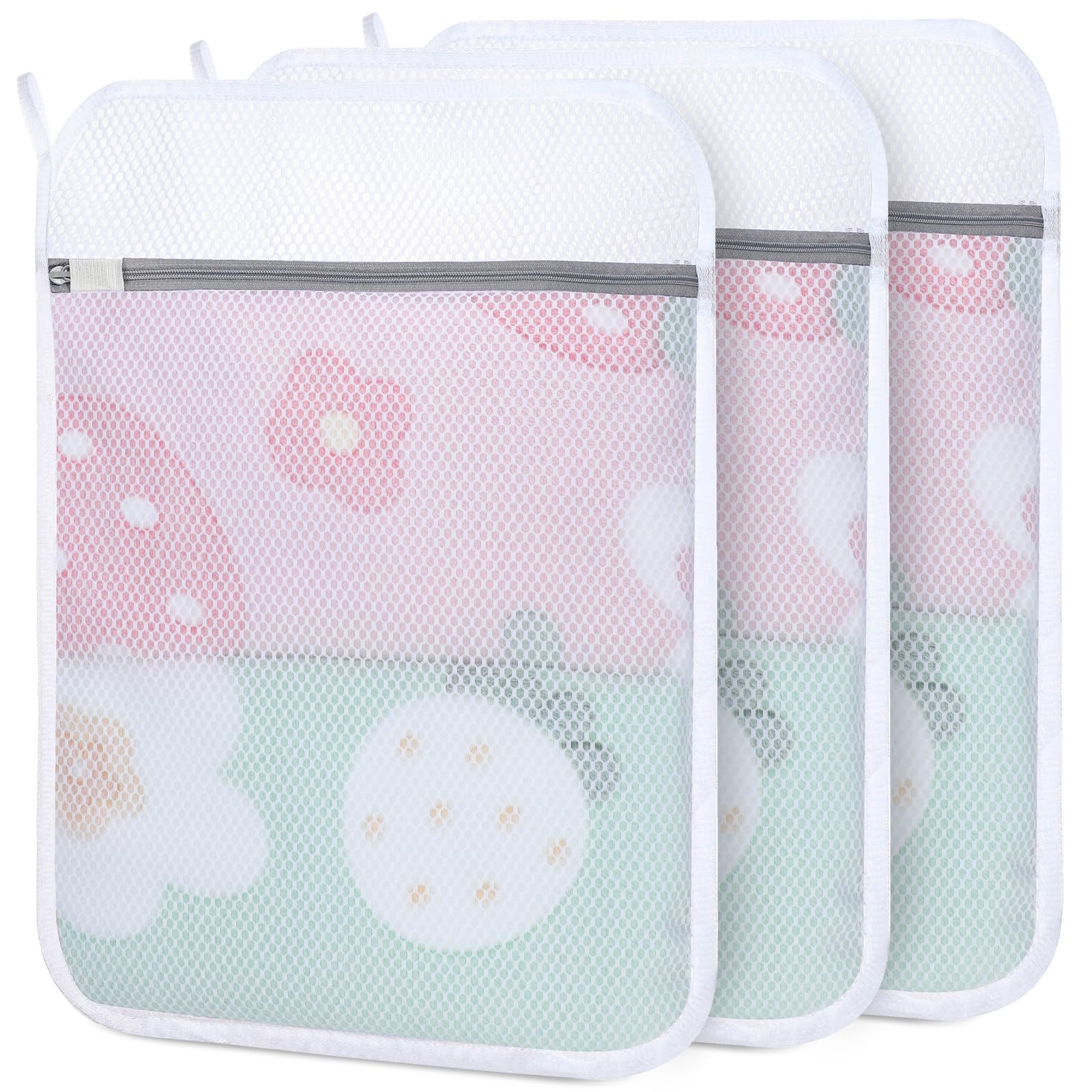 Dntorx 3 Stück Wäschesäcke mit Wabenstruktur, 50 x 60 cm Wäschenetz für Waschmaschine Wäschesack Waschmaschine mit Reißverschluss Wäschebeutel für Feinwäsche BH Socken Unterwäsche