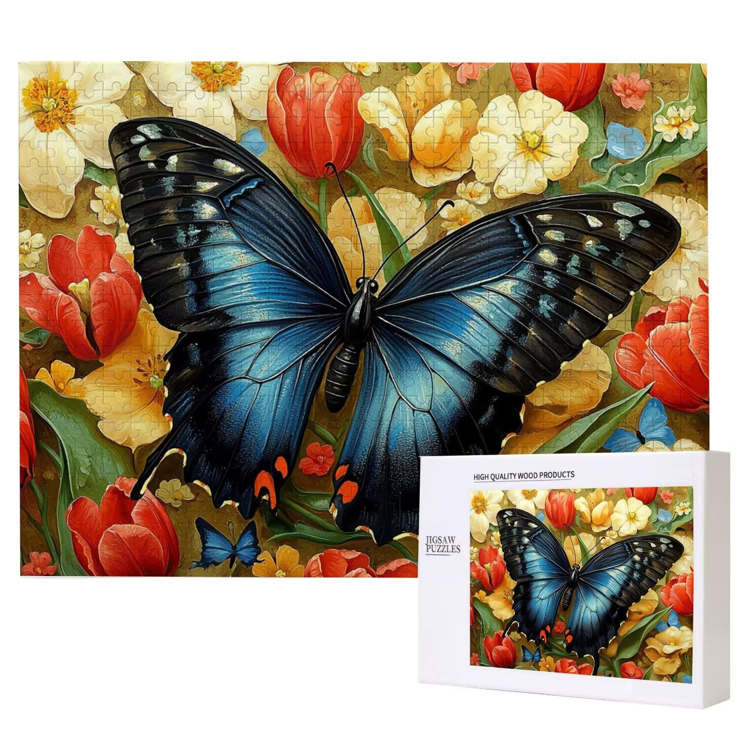 Puzzle dla dorosłych, 3000 sztuk, trudne drewniane puzzle, gra, gra logiczna, gra ręczna, dekoracja rodzinna, kreatywna rozrywka, prezent 81 x 122 cm motyl kwiaty 1 K0F-264