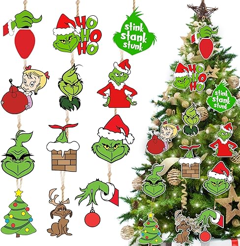 Miniatura 8 de 24 piezas de adornos de madera con cara de muñeco de nieve de Navidad, adornos de árbol de Navidad, decoración colgante, cara de muñeco de nieve,