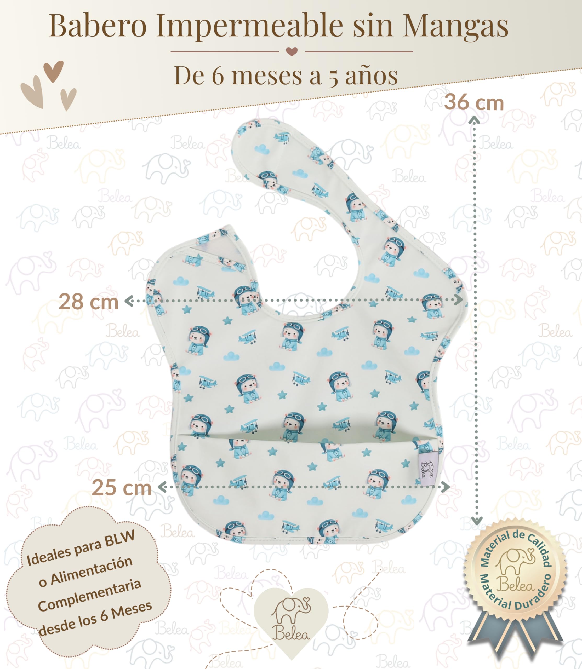 Pack 2 Baberos Bebe Impermeables Sin Mangas BLW 6 Meses a 5 Años Bolsillo Recogemigas Babete Impermeável Babero Infantil Sin BPA Regalo Baby Shower Cumpleaños Bebé — view 8