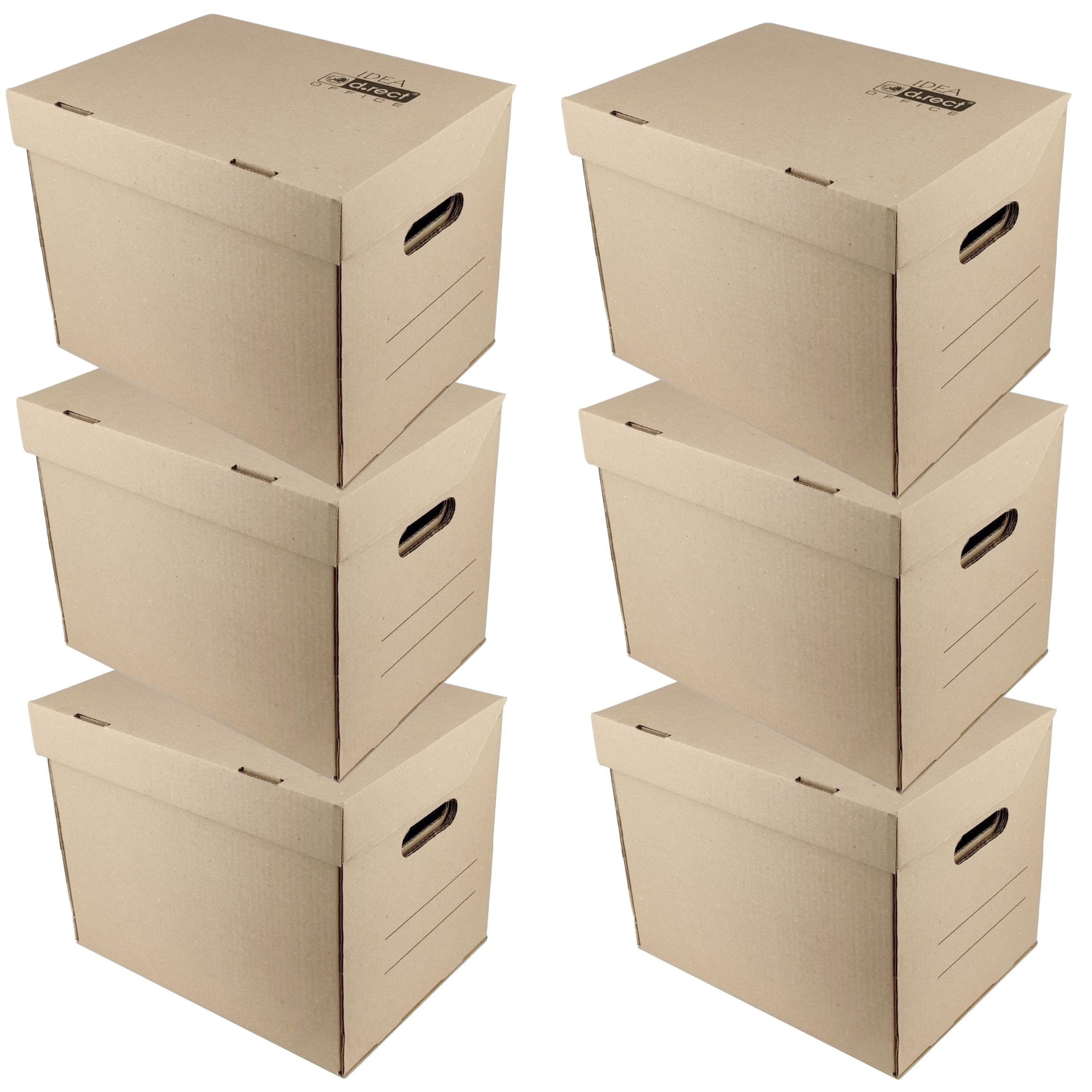 D.RECT Set 6 Scatole Archivio Cartone A4 con Coperchio - 250x340x260 mm, 360 g/m², Capacità 20 kg, pH Neutro - Ideale per Documenti Ufficio Casa Archivio Trasporto