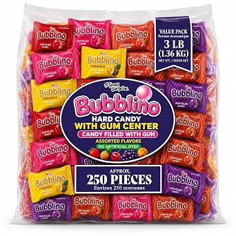 Dye-Free Gum-Filled Hard Candy, 3 lb, Mini Pops Without Sticks | No artificial colors; individually wrapped bite-size treats for classrooms, offices, parties, prize boxes, favors and sharing