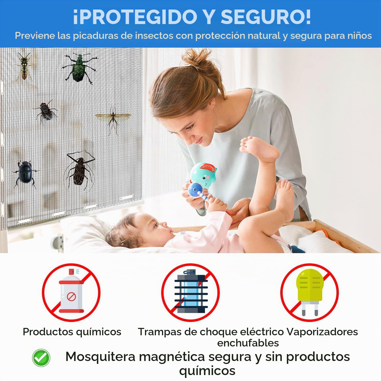 Wukong Set 2 Mosquiteras Ventana con Cierre Magnético – 2 Redes 150x130 cm Recortables, 24 Imanes, Fácil Instalación sin Taladro, Reutilizables