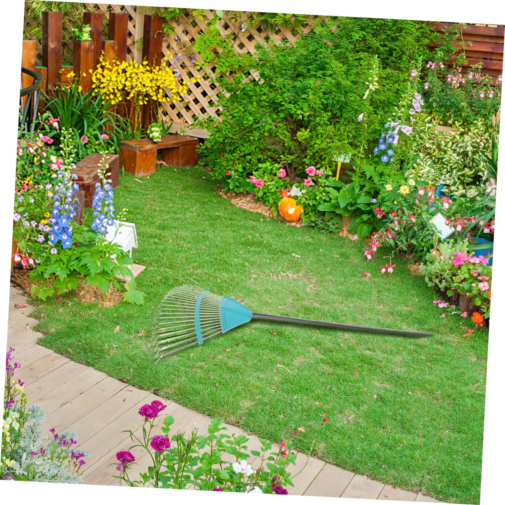 TOYANDONA Gartenrechen Mit Kunststoffkopf Zähne Für Fegen Von Laub Und Gras Robustes Gartengerät Für Effektive Gartenarbeit Und Müheloses Entfernen Von Blättern
