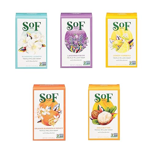 South of France Natural Body Care Jabón de barra de tamaño de viaje paquete variado 5 barras de viaje