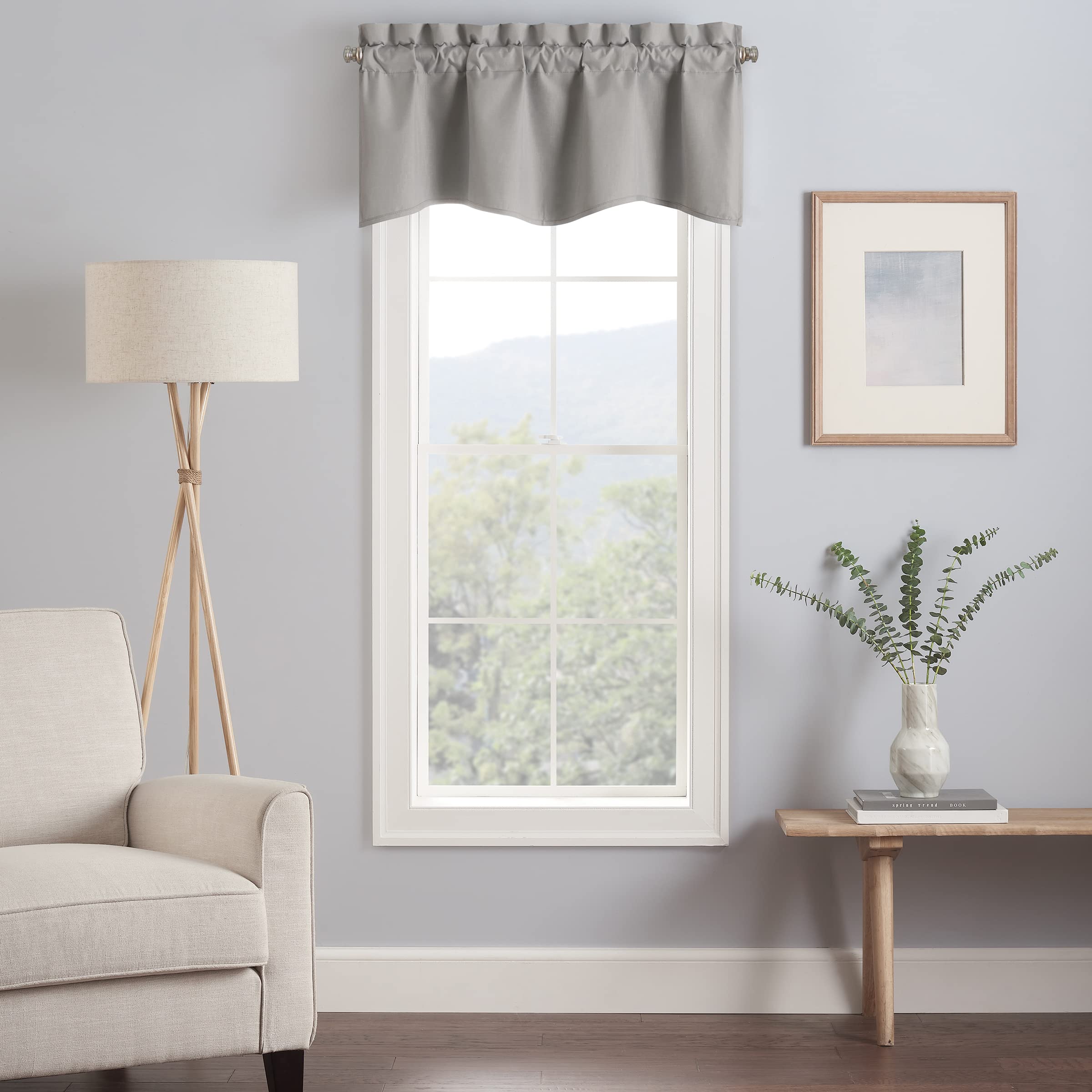 Cortina de ventana moderna para baño o cocina, cortina gris de 42 x 18 pulgadas Eclipse Kendall