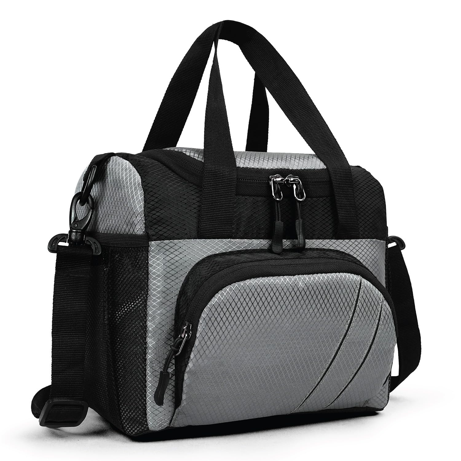 FATMUG Lunch Bag for Office Men, Women and Insulated Tiffin Bag - Stylish with Zip - Grey Black-image-18