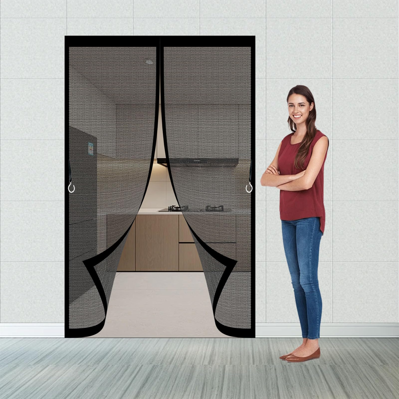 Moustiquaire pour portes 178x206 cm noire à fermeture automatique aimantée