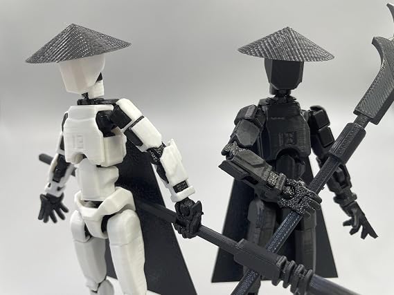 SANSGOUP Titan 13 Action Figure Set (Assembly Completed), 3D Printed Multi-Jointed Movable T13 Lucky13 Dummy Mobile Robot, Nova 13 Action Figures Desktop Decorations for Game Lovers Toy (White/Black)