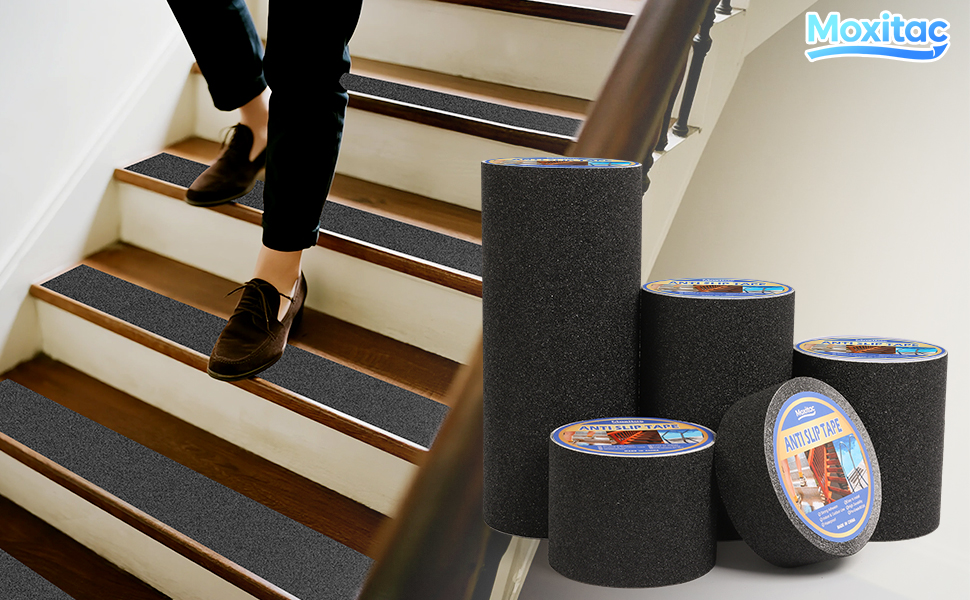 Image of Heavy Duty Anti Slip Traction Tape 2 inch x 38 FT, 80 Grit Waterproof High Friction Grip Tape for Indoor Outdoor Stairs, Pool, Ramps, Garage, Home & Commercial Use