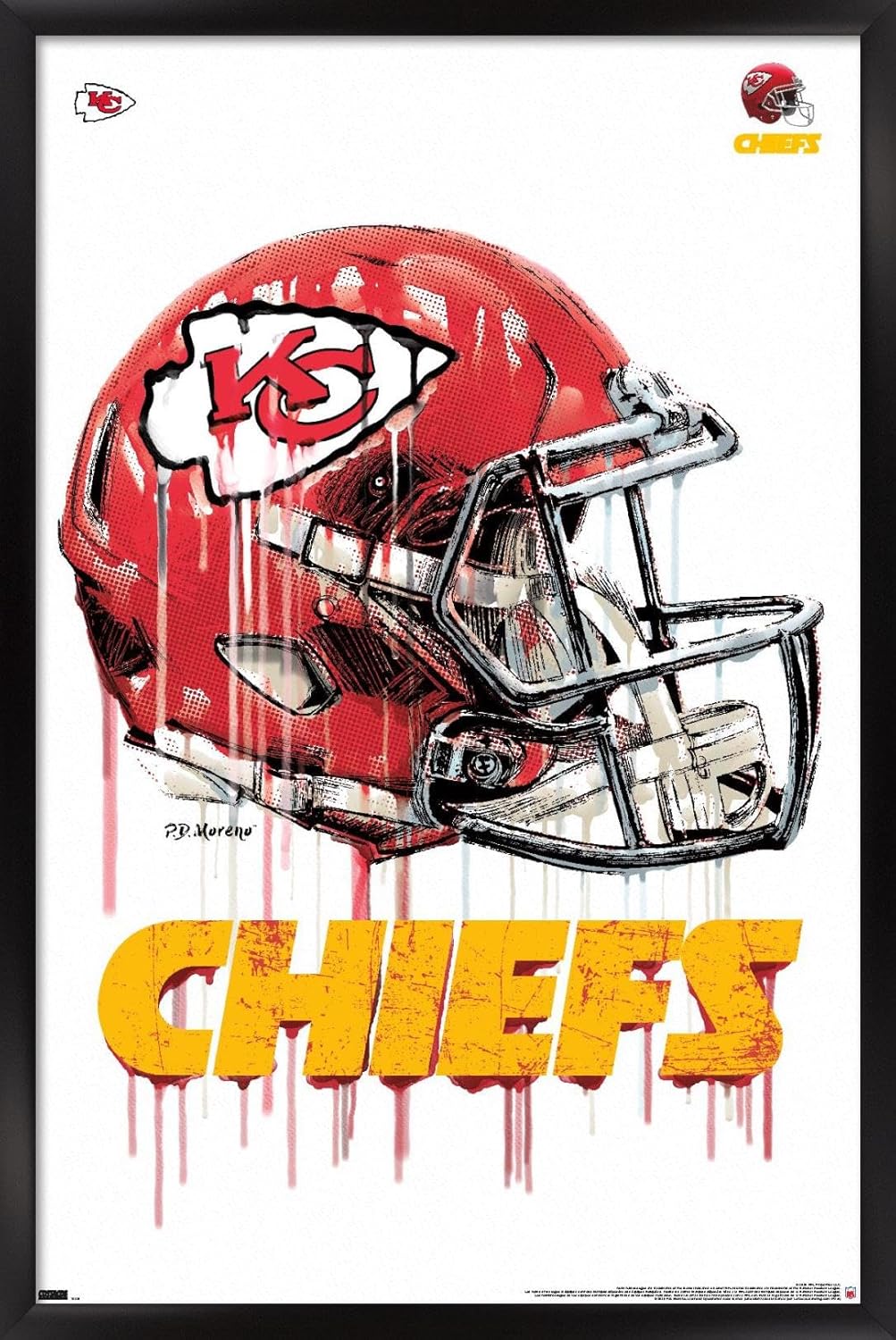 Trends International NFL Kansas City Chiefs - Drip Helmet 20 Wall Poster, 14.725" x 22.375", Black Framed Version