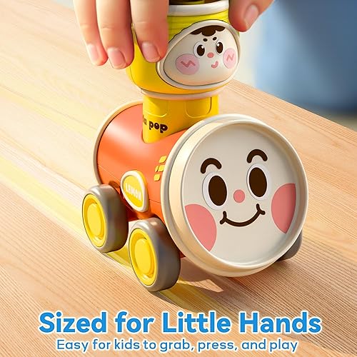 Miniatura 5 de iPlay, iLearn Press to Go - Juego de juguetes de coche para niños pequeños de 1 a 3 años, coches de carreras de fricción para bebés, juego de