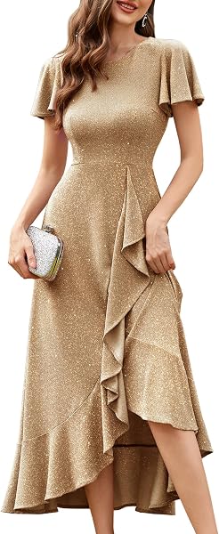BeryLove Womens Wedding Guest Dress Sequin Formal Dresses for Women