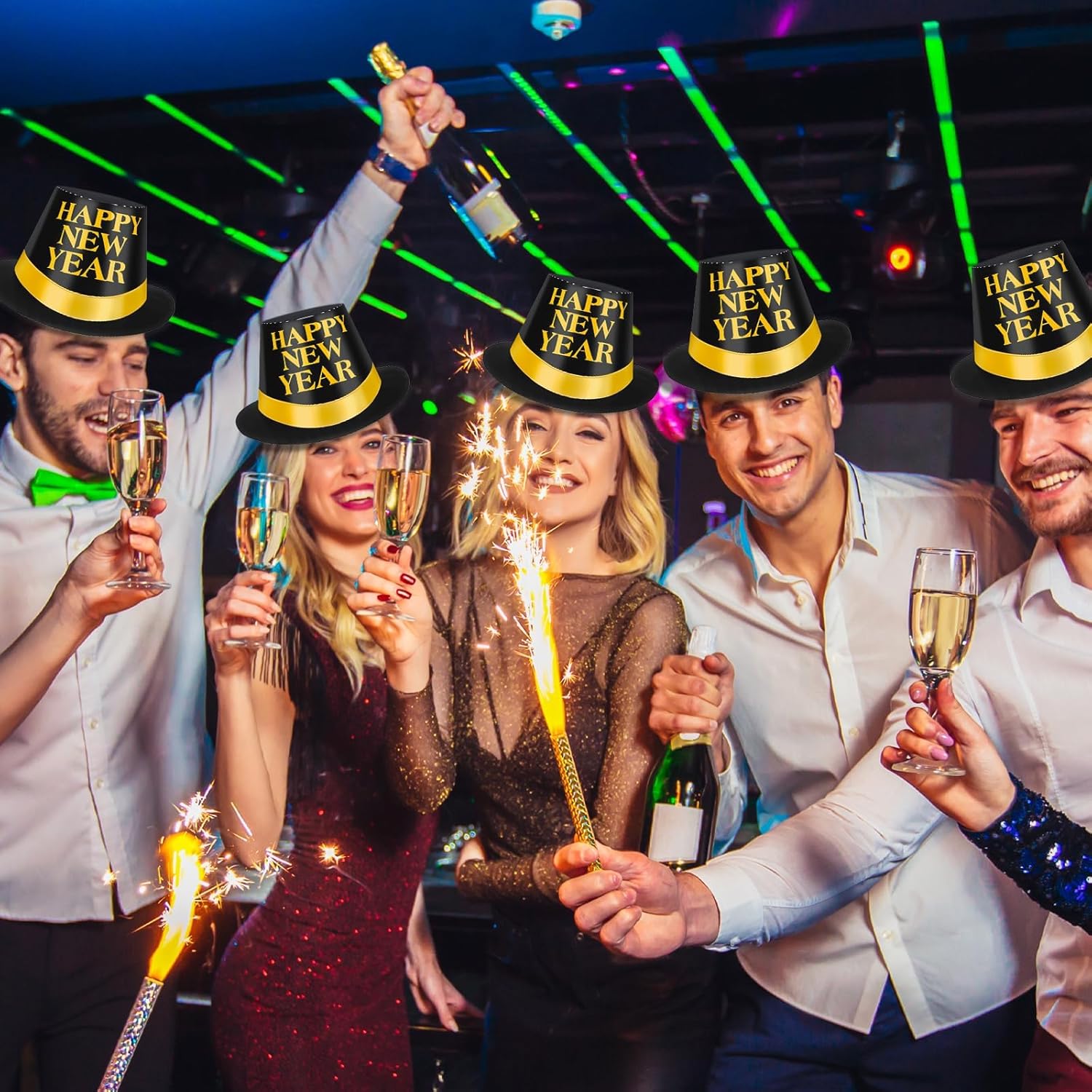 Denylo pro New Years Eve Party Supplies Glitter Paper Top Hats New Years Eve Hats for New Year Party Photo Props Supplies - Image 7