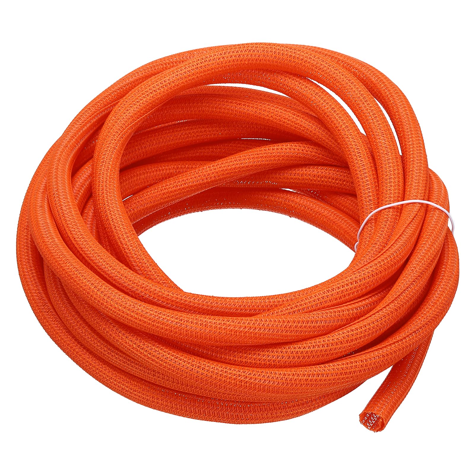 sourcing map Split Sleeve Wire Loom 3/8" 25Ft Orange Self Wrapping Braided Sleeve UL94-V2 Fireproof PET Sleeving for Automotive, Home Cable Management