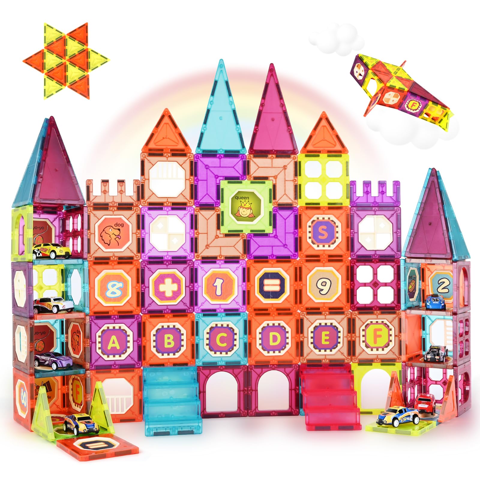Gavgroom Costruzioni Magnetiche 95 Tessere Magnetiche Bambini Giochi Magneti Costruzioni per Bambini 3 Anni con 10 Macchinine a Frizione Regalo per Ragazzi e Ragazze di 3 4 5 6 Anni