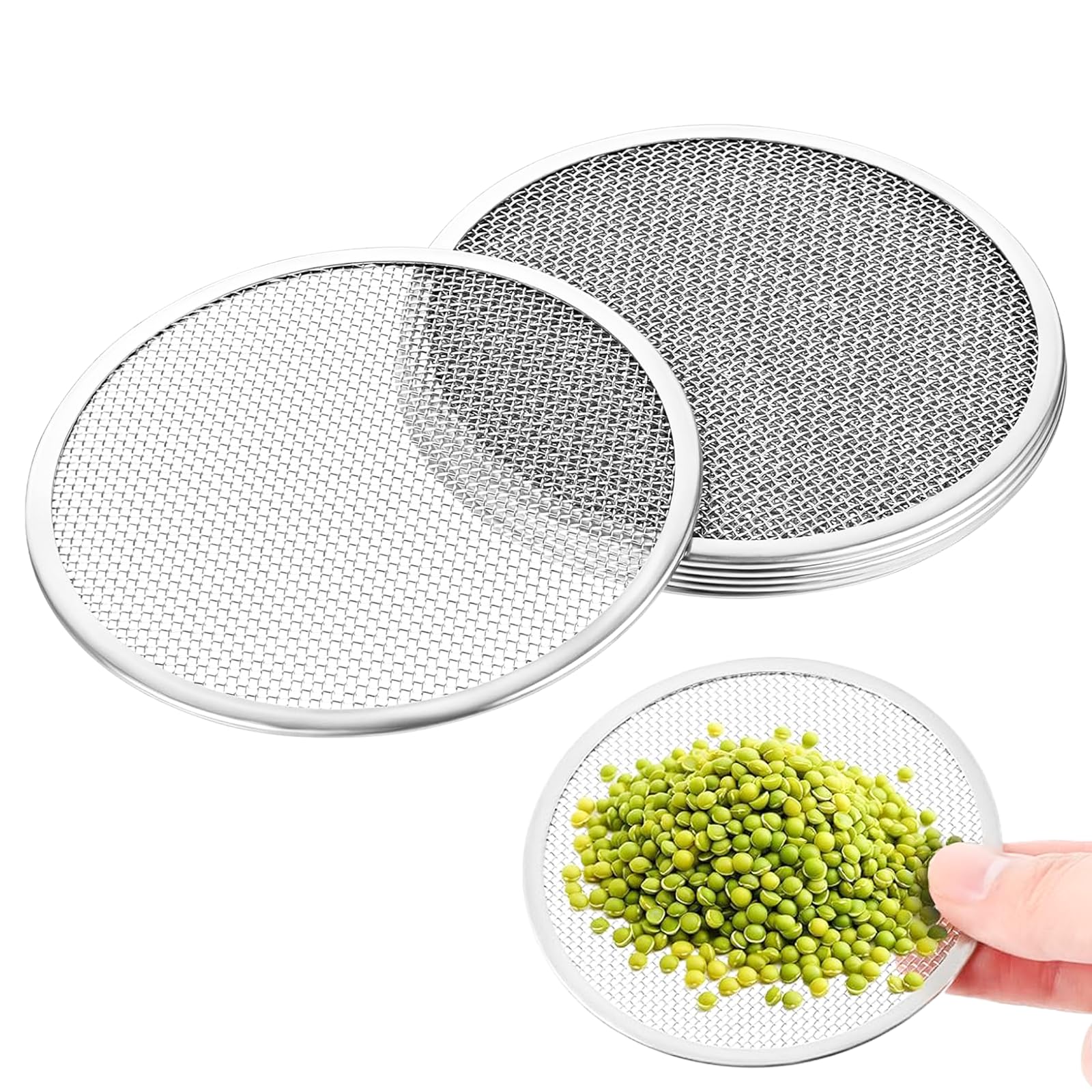 6 Pack Seed Sprouting Jar Lids - 304 Stainless Steel Screen Filter Strainer Lid for 82mm / 3.2in Wide Mouth Mason Jars, Mesh Bean Sprout Sieve Lids for Bean, Alfalfa, Broccoli, Lentil & More at Home-image-23