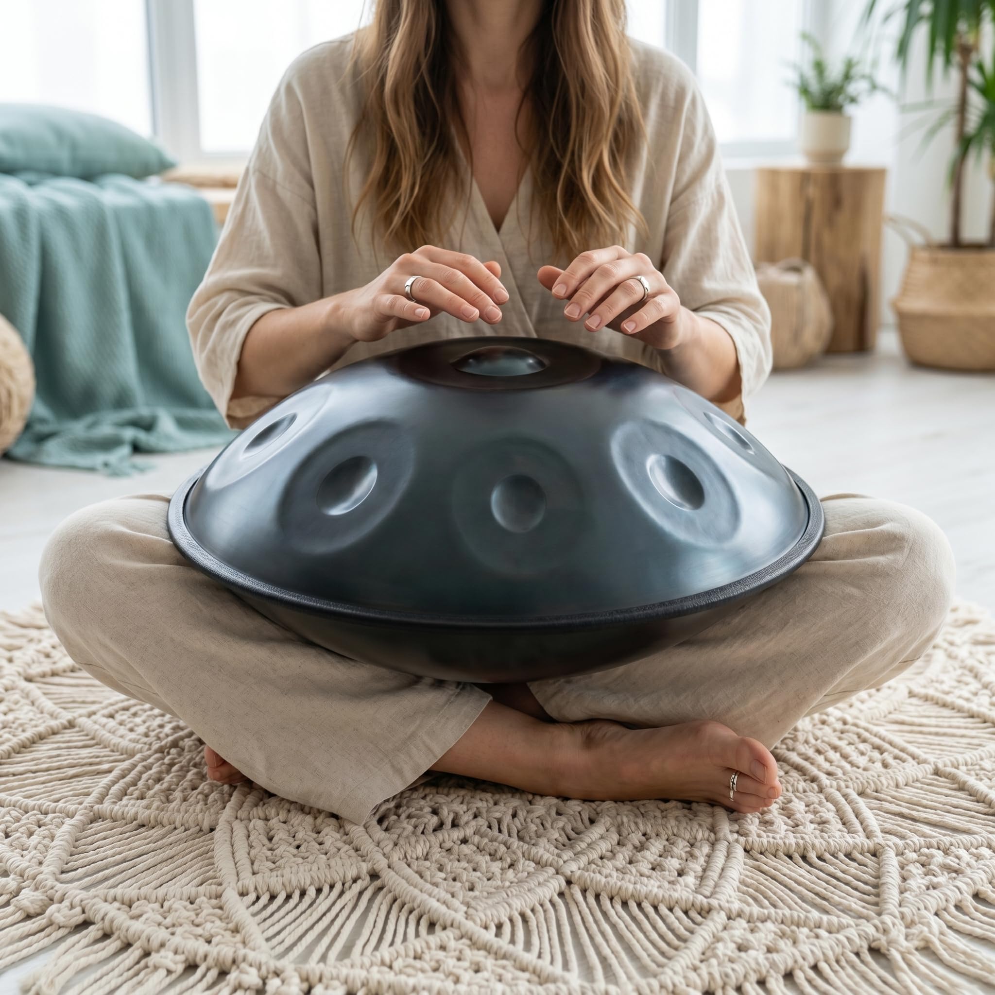 Handpa Trommel, 22 Zoll 16 Töne D-Dur 440 Hz, Handstimmung, Premium-Stahl-Handtrommel, Handpan-Instrument Für Erwachsene (blau)