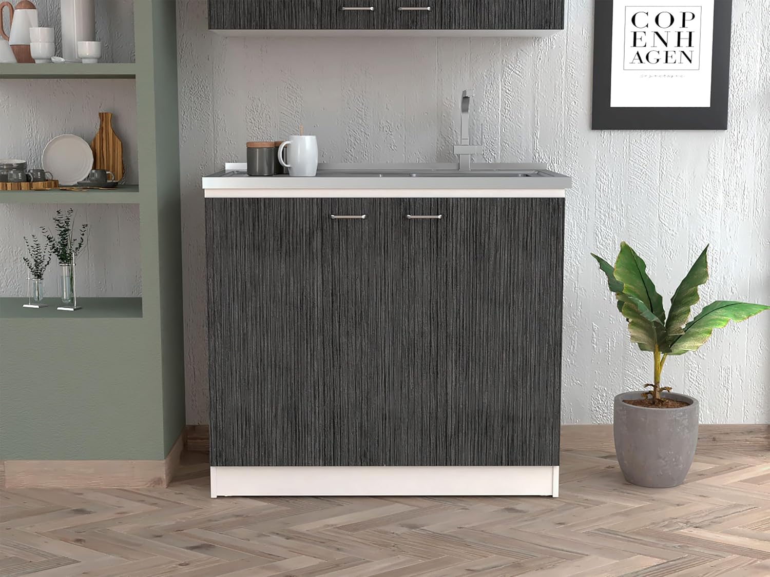 GOWE Utility Sink Vernal, Kitchen, White/Smokey Oak