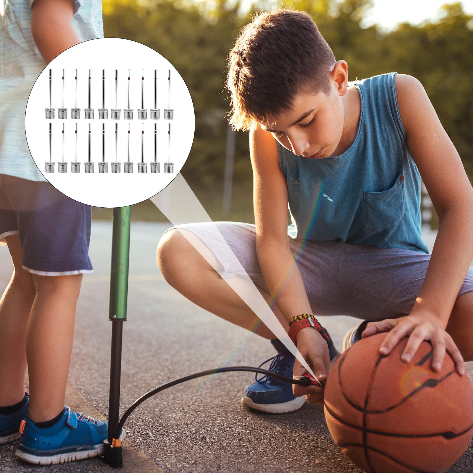 20 agujas de bomba de bola de acero inoxidable, agujas universales compatibles con bomba de fútbol, bomba de baloncesto para pelotas deportivas como fútbol, baloncesto, voleibol