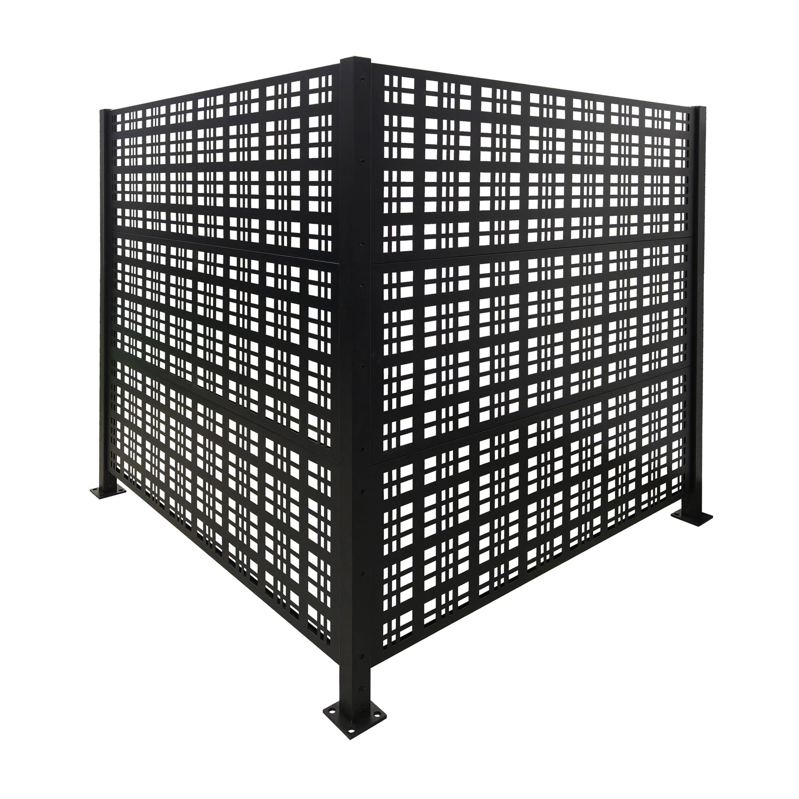 Relaxdays Cache-poubelles Carré en Panneaux Modulaires 120x120 cm Noir