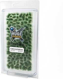 Huge Miniatures Overgrown Tufts, Fertile Static Grass for Diorama Scenery and Model Basing by Huge Minis â€“ 100 Self-Adhesive Grass Tufts