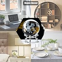 Vista 7 de HDCRYSTALGIFTS Bola de cristal de caballo de 60 mm con grabado láser 3D, pisapapeles de cristal, figura de animal de vidrio, esfera completa