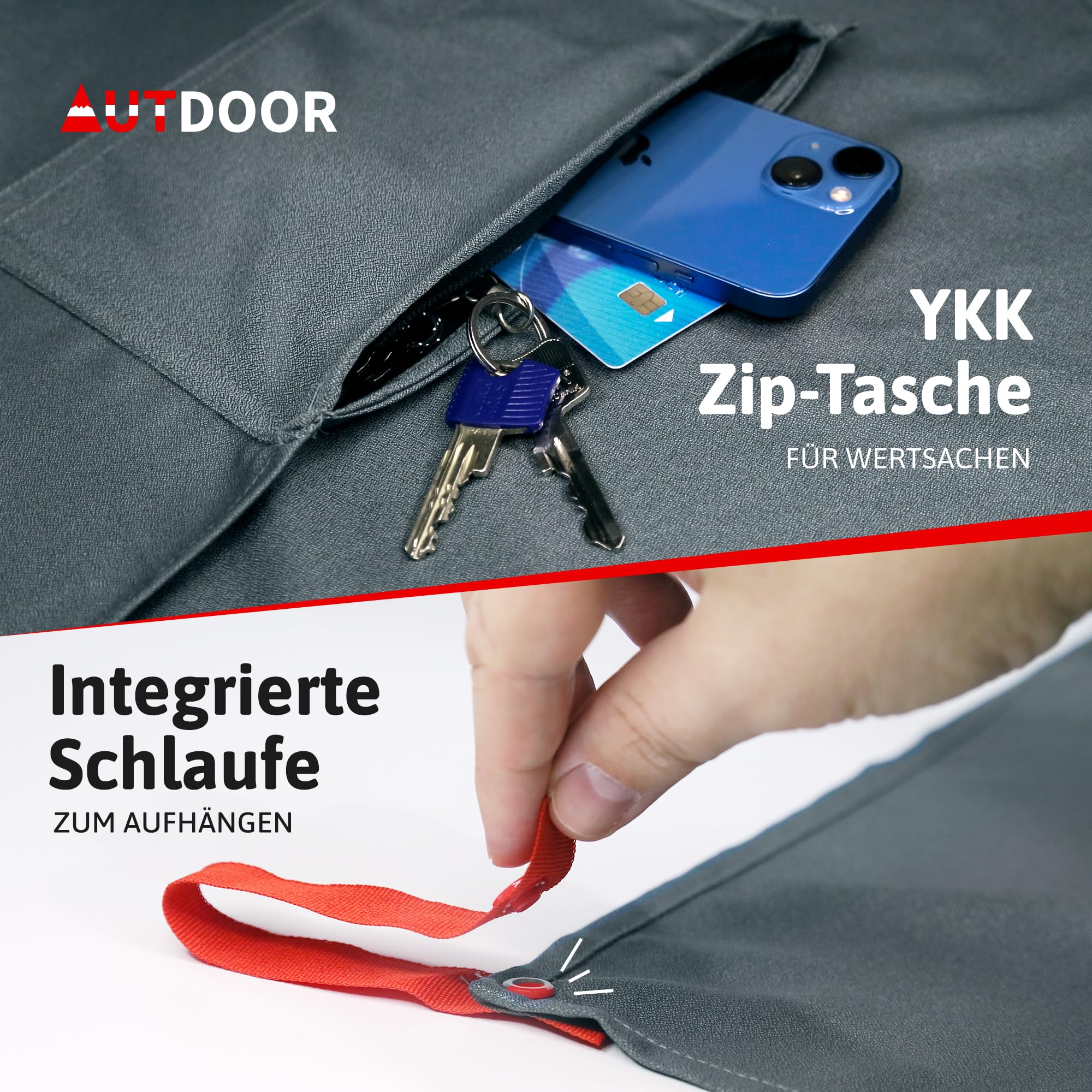AUTDOOR® Nanofaser Reisehandtuch 160×80 cm – Ultraleicht & extra kompakt – extrem saugstark, schnelltrocknend & Oeko-Tex – Premium Handtuch für Reisen, Strand & Sport