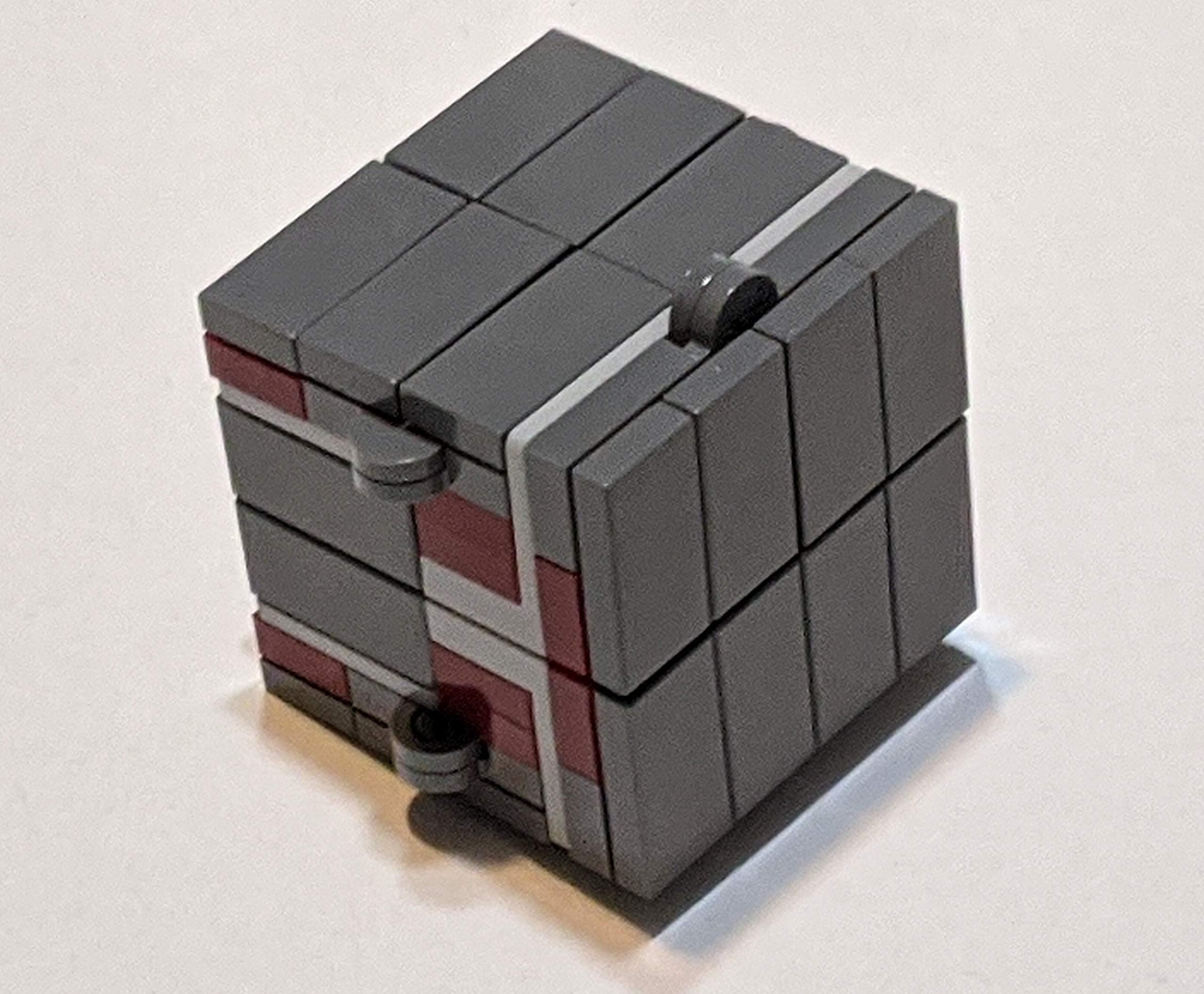 Magic Folding Infinity Cube Fidget Toy (Dark Red and Gray) Built with Toy Bricks