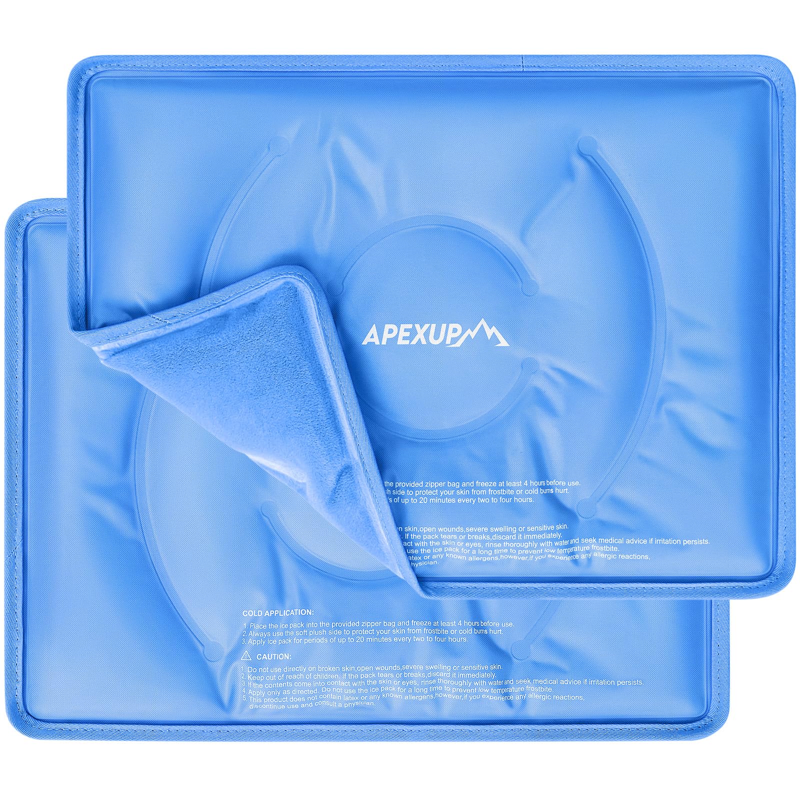APEXUP Gel Ice Packs for Injuries Reusable, Flexible Double Sided Cold Packs for Injuries, Ice Pack for Knee, Shoulder, Back, Hip, Leg, Arm (Blue, 15"x11", 2PK)