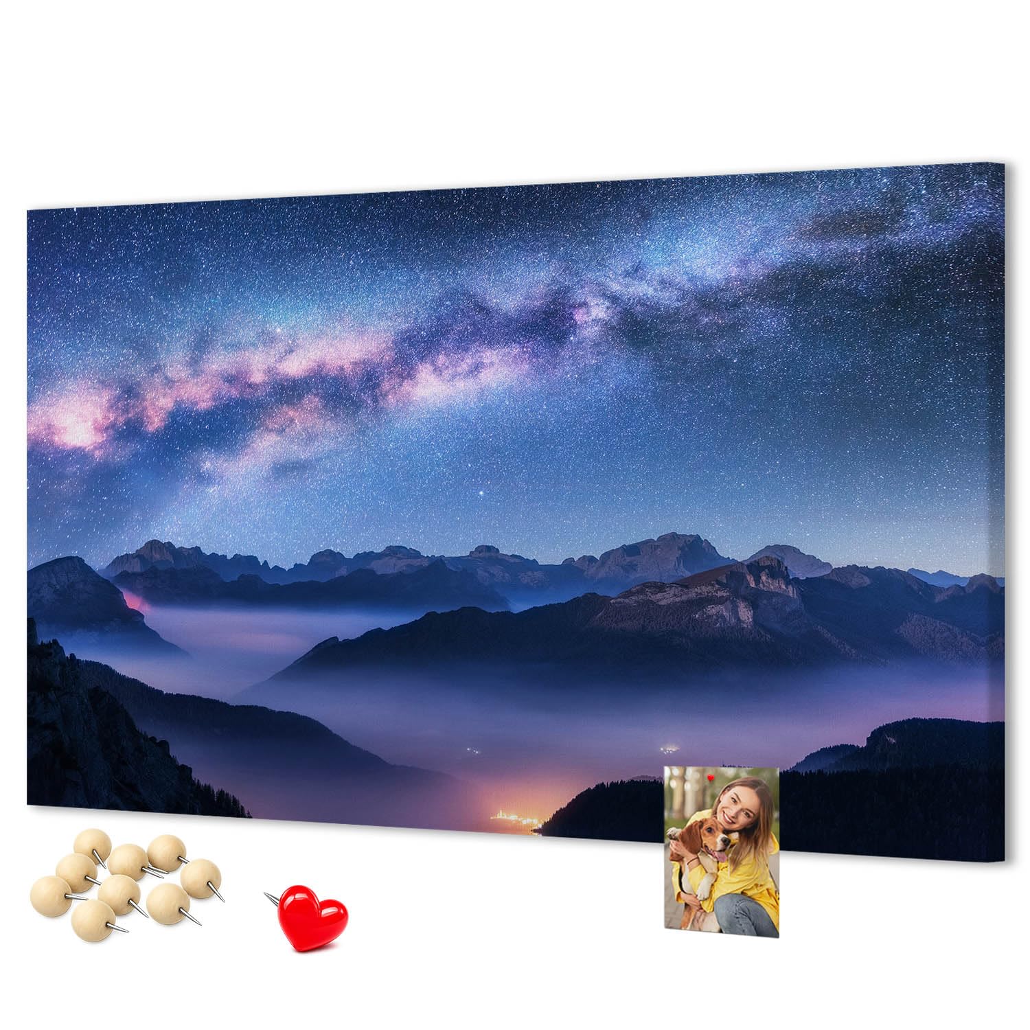 Dekorative Polycanvas Kork-Pinnwand für Ihr Zuhause 100x70 cm Milky Way | Wandbild | Notizbrett | Memoboard | Memowand | Organiser | Steckboard | Pinboard | Wanddeko | Merkzettel | Ordnung