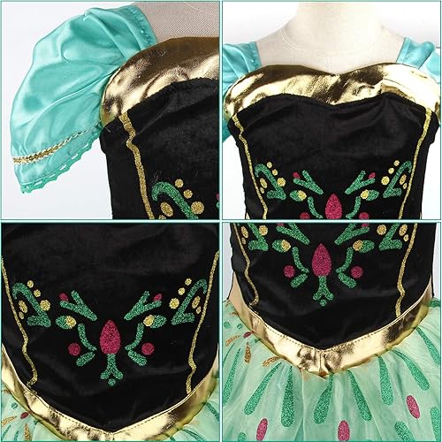 Miniatura 5 de Acecharming Vestido de princesa Anna para niñas, disfraz de cosplay para niñas, vestido de fiesta de cumpleaños de Halloween