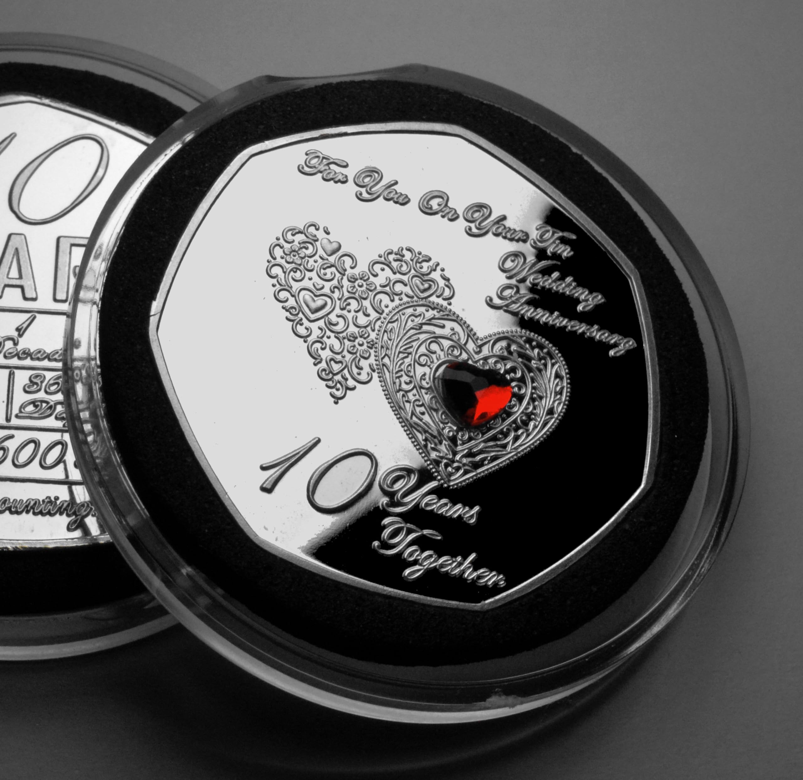 The Commemorative Coin Company For You On Your 10th TIN WEDDING ANNIVERSARY Commemorative in Capsule. Gemstone. Gift/Present.