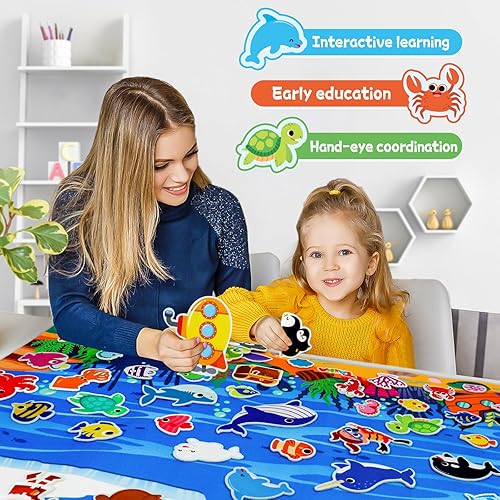 Miniatura 3 de Taika Juego de 70 tableros de fieltro oceánico, tablero interactivo de fieltro de 43 x 28 pulgadas, tablero de franela mullida, narración