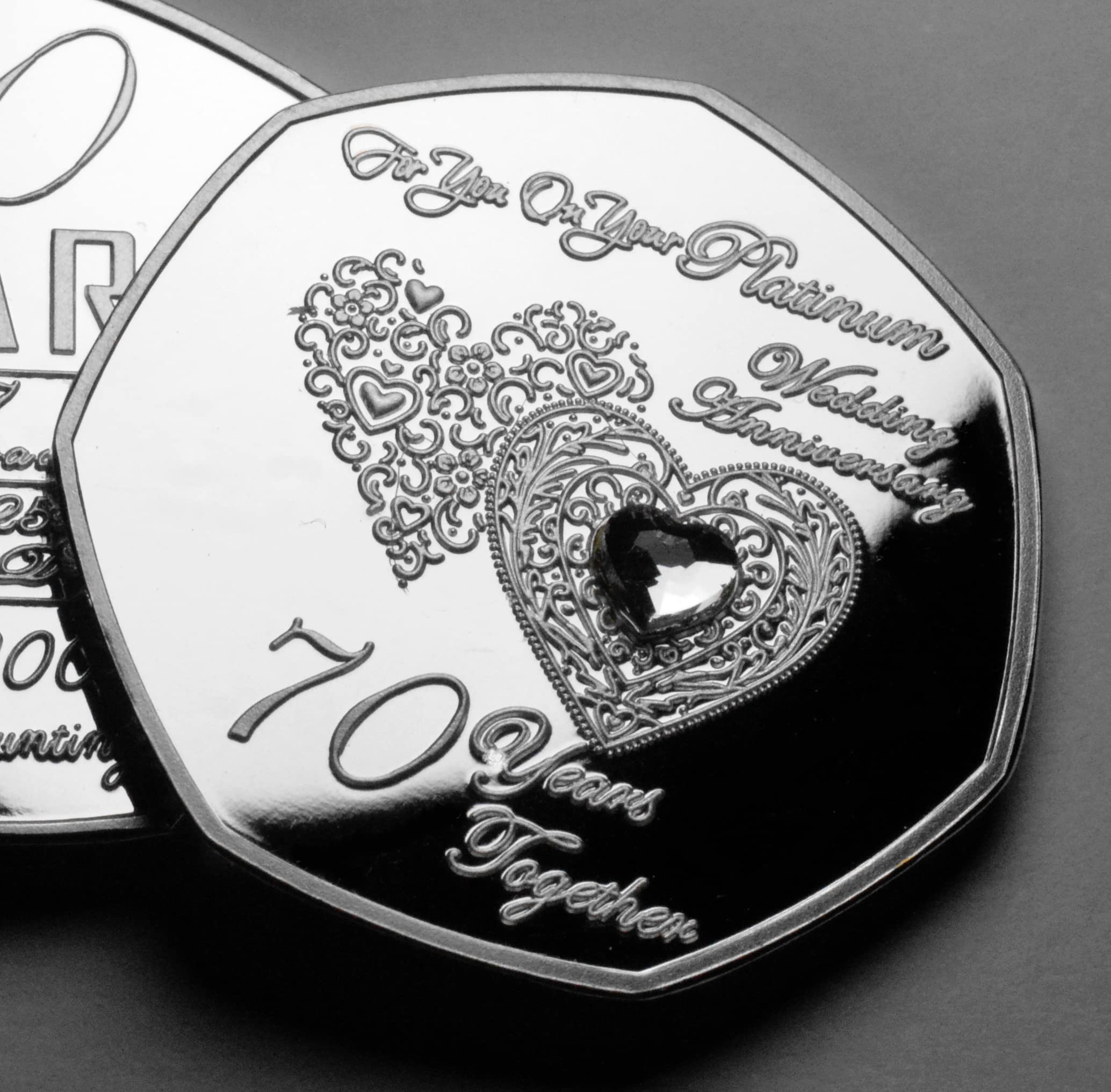 The Commemorative Coin Company Silver On Your 70Th Platinum Wedding Anniversary Commemorative. Diamante Gemstone. Parents/Grandparents. 70 Years Together. Gift/Present. Days, Hours