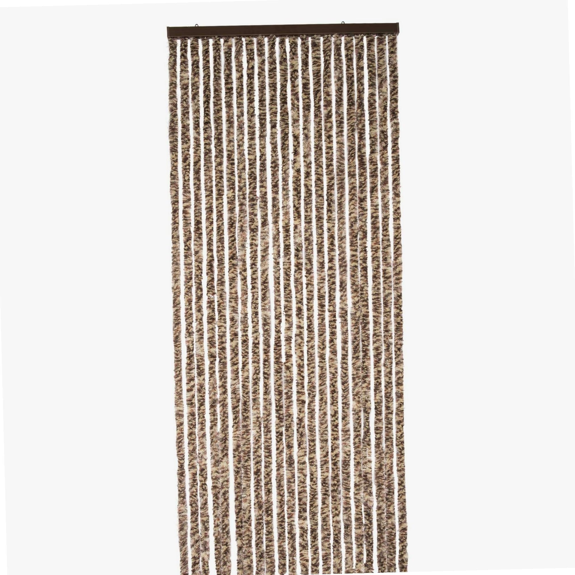 WERKA PRO Rideau Chenille Marron et Beige - 90 x 220 cm - Protection Contre Insectes et Poussière - Tringle Ajustable et Anne