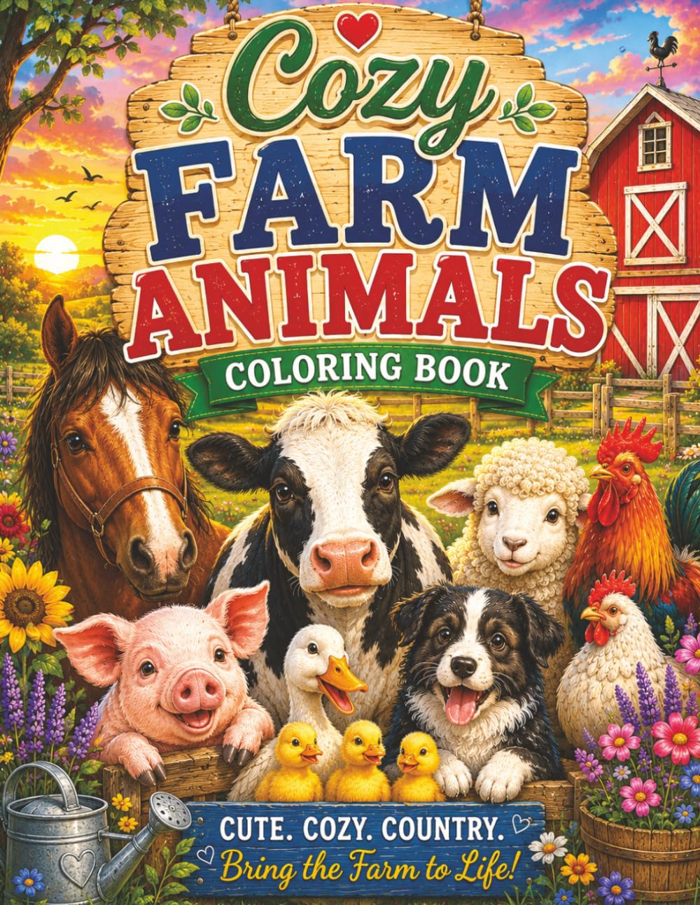 Cozy Farm Animals Coloring Book: Bold & Easy Country Scenes for Relaxation, Stress Relief, and Creative Fun Featuring Cute Barnyard Animals, Peaceful ... (Hope Haven Cozy Coloring Collection Series)