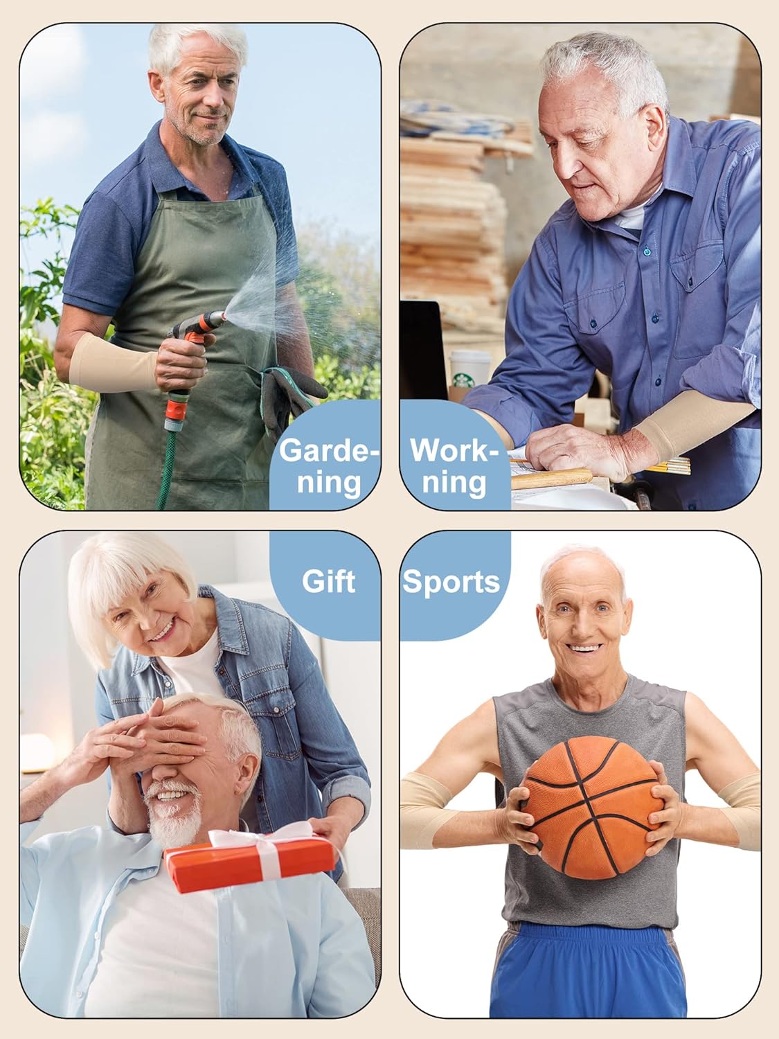 Janmercy 9 Pairs Arm Protectors for Thin Skin and Bruising Arm Guards Elderly Protective Sleeves for Gardener Working - Image 5