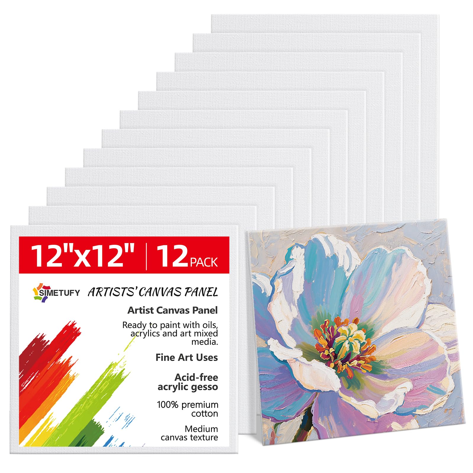 Snapklik.com : 12 X 12 Inch 12 Pack Painting Canvas Boards- Gesso d ...