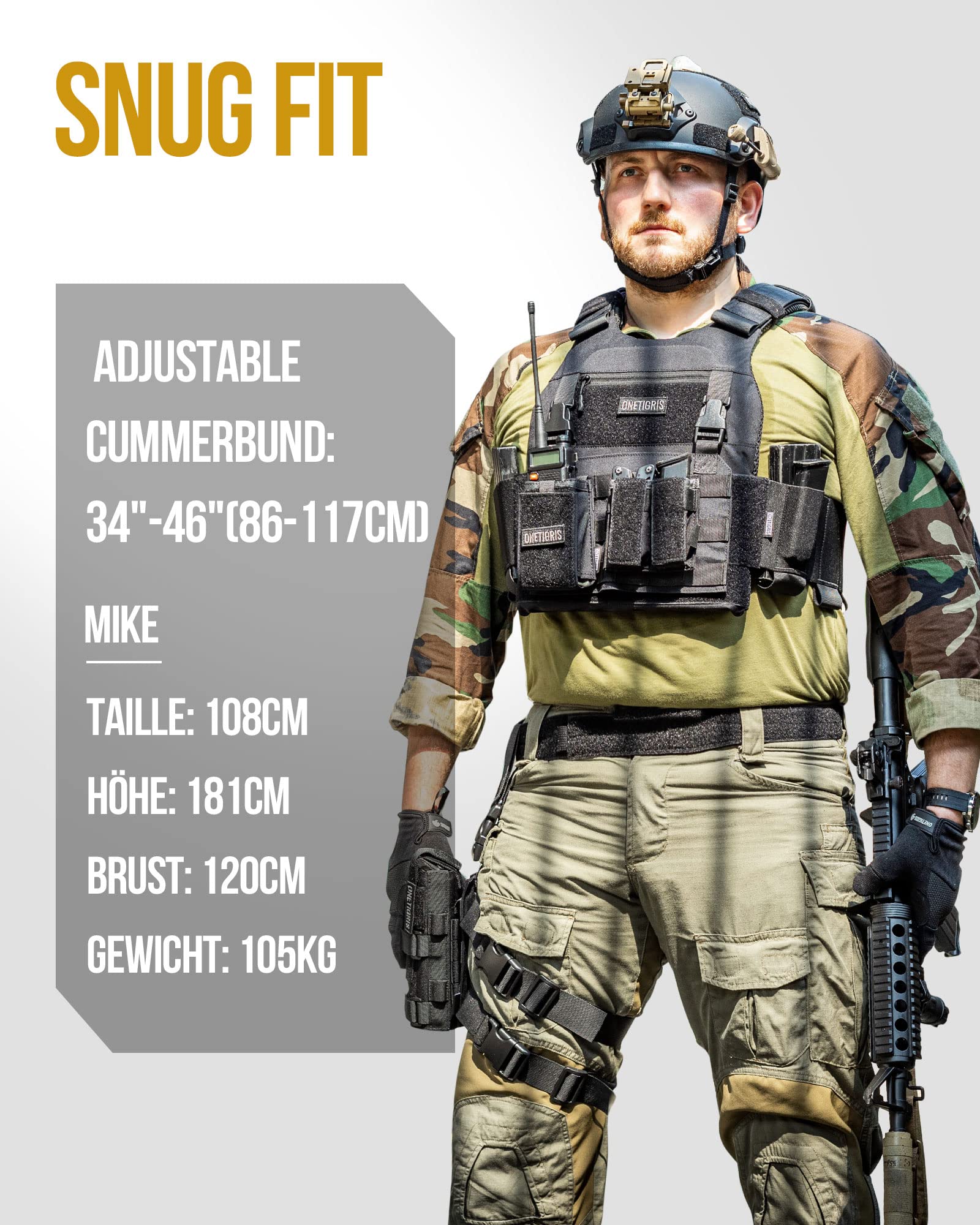 OneTigris Gilet tactique Low Profile Airsoft Gilet Chest Rig Gilet tactique Platate Carrier avec système d'adaptateur pour affiches Airsoft Painball CS
