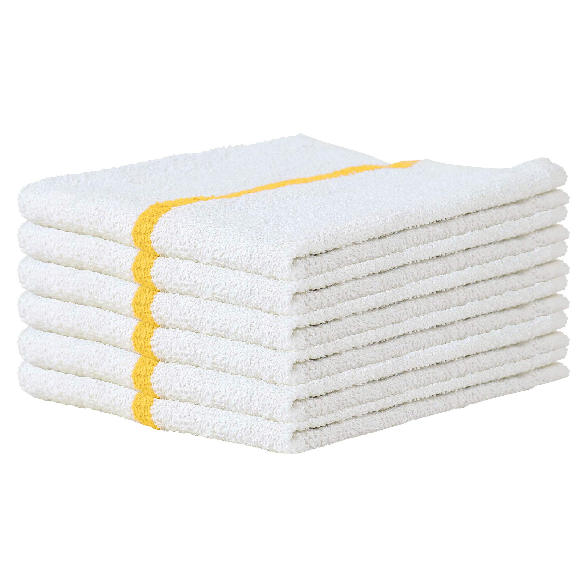 GotApparel 385 GSM Center Stripe Super Bar Mops - 16" x19” Inch - White/Gold Stripe (6-Pack)