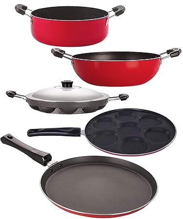 Nirlon Non-Stick 5 Piece Highly Durable PFOA Free Aluminium Combo Cookware Utensil Gift Set Offer